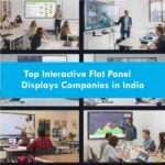 Grid of images in which people working with different companies interactive flat panel displays